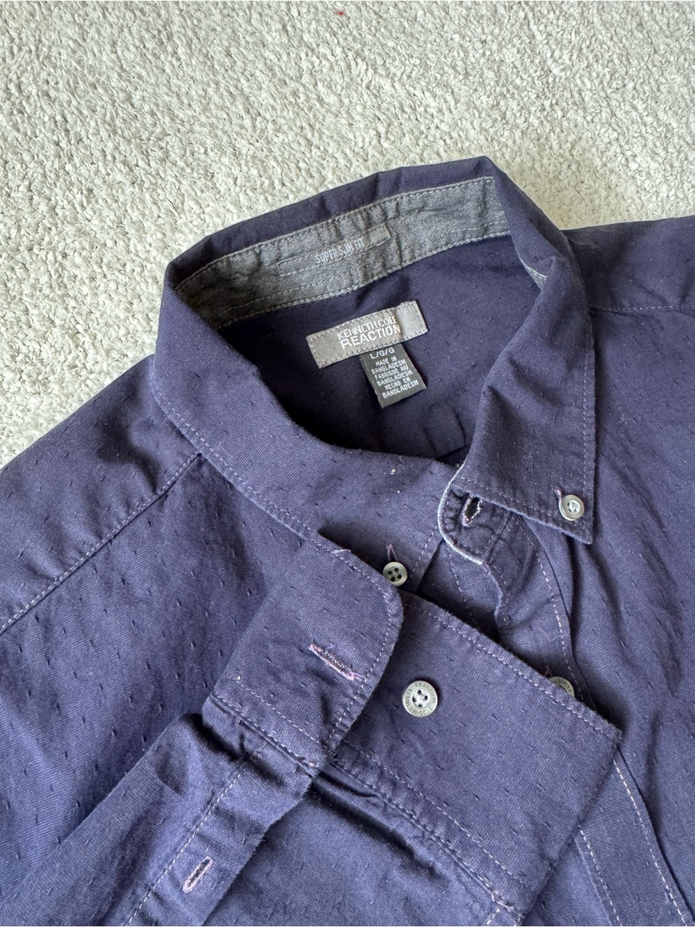 Kenneth Cole Reaction Navy Slim-Fit Button Shirt
